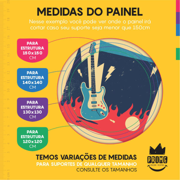 Kit Casado Rock Roll Painel Redondo Trio Capas Cilindro Retangular Vertical Em Tecido - Image 4