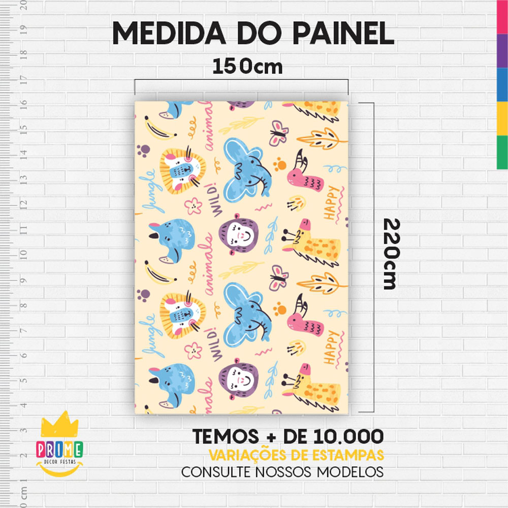Kit Casado Zoo Baby Painel Redondo Trio Capas Cilindro Retangular Vertical Em Tecido - Imagem 6