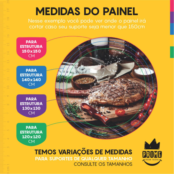 Kit Casado Churrasco Painel Redondo Trio Capas Cilindro Retangular Vertical Em Tecido - Image 4
