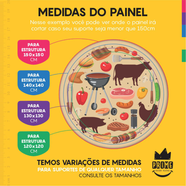Kit Casado Churrasco Painel Redondo Trio Capas Cilindro Retangular Vertical Em Tecido - Image 4