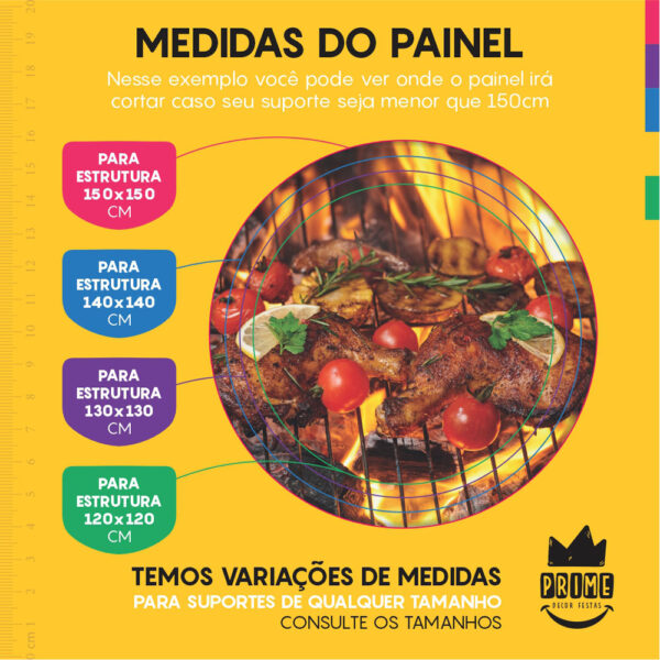 Kit Casado Churrasco Painel Redondo Trio Capas Cilindro Retangular Vertical Em Tecido - Image 4