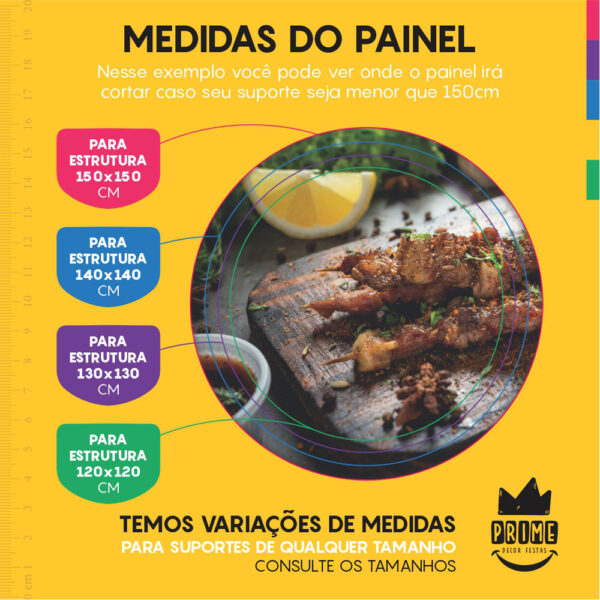 Kit Casado Churrasco Painel Redondo Trio Capas Cilindro Retangular Vertical Em Tecido - Image 4