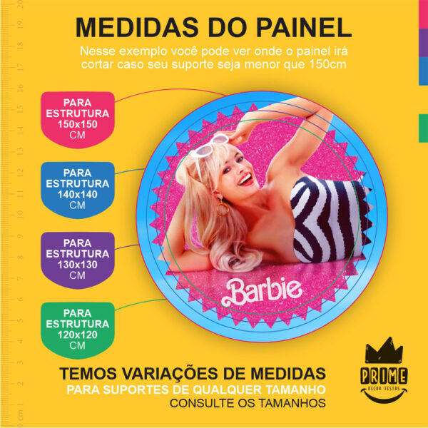 Painel Redondo 3D Barbie Tecido Sublimado - Image 4