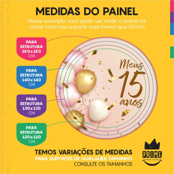 Kit Casado Meus 15 Anos Painel Redondo Trio Capas Cilindro Retangular Vertical Em Tecido - Image 4