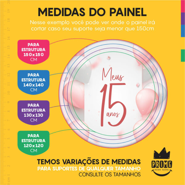 Kit Casado Meus 15 Anos Painel Redondo Trio Capas Cilindro Retangular Vertical Em Tecido - Image 4