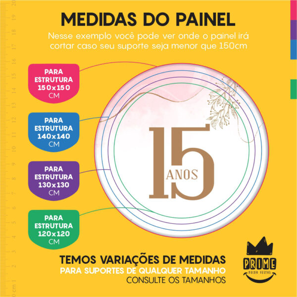 Kit Casado Meus 15 Anos Painel Redondo Trio Capas Cilindro Retangular Vertical Em Tecido - Image 4