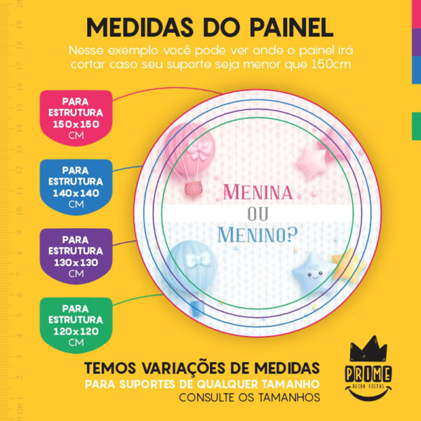 Painel Redondo 3D Chá Revelação Tecido Sublimado - Image 4
