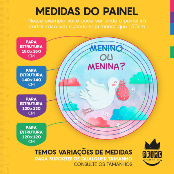 Painel Redondo 3D Chá Revelação Tecido Sublimado - Image 4