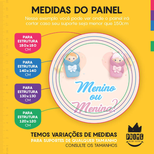 Painel Redondo 3D Chá Revelação Tecido Sublimado - Image 4