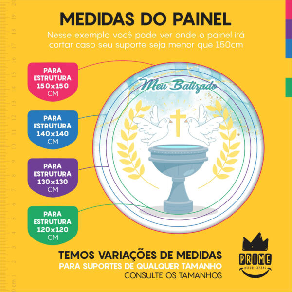 Trio Capa Cilindro + Painel Redondo 3D Meu Batizado 1,50m Veste Fácil - Image 4