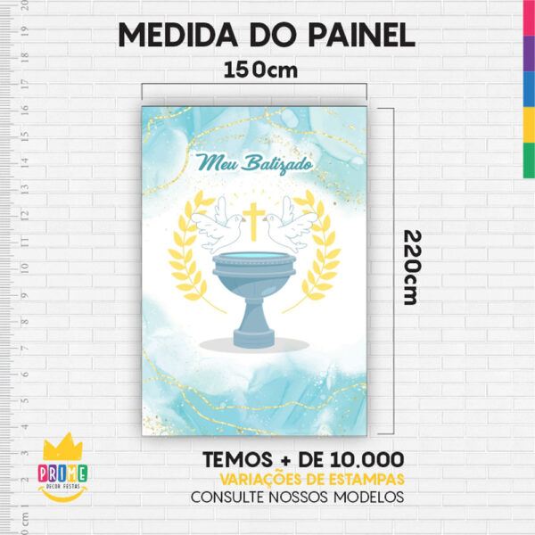 Kit Casado Meu Batizado Painel Redondo Trio Capas Cilindro Retangular Vertical Em Tecido - Image 6