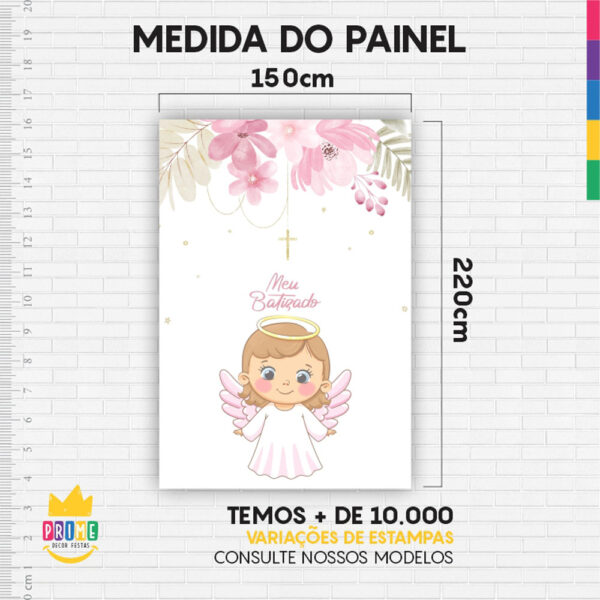 Kit Casado Meu Batizado Anjinha Painel Redondo Trio Capas Cilindro Retangular Vertical Em Tecido - Image 6