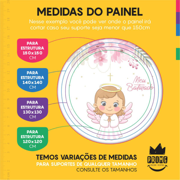 Kit Casado Meu Batizado Anjinha Painel Redondo Trio Capas Cilindro Retangular Vertical Em Tecido - Image 4
