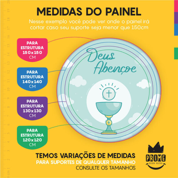 Trio Capa Cilindro + Painel Redondo 3D Meu Batizado 1,50m Veste Fácil - Image 4