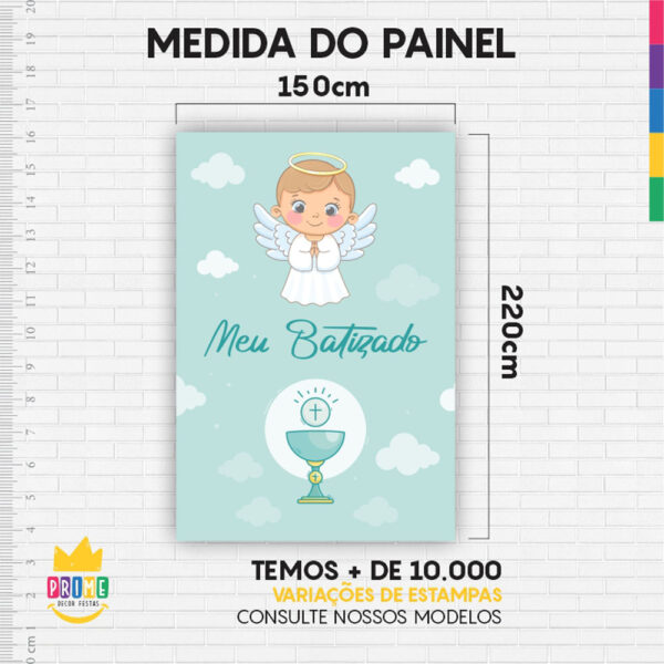 Kit Casado Meu Batizado Painel Redondo Trio Capas Cilindro Retangular Vertical Em Tecido - Image 6