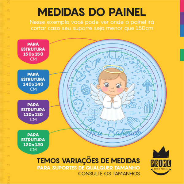 Painel Redondo 3D Meu Batizado Anjinho Tecido Sublimado - Image 4