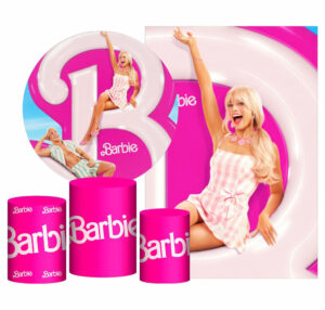 Kit Casado Barbie Painel Redondo Trio Capas Cilindro Retangular Vertical Em Tecido