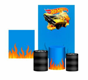 Kit Casadinho Hot Wheels Painéis Laterais Trio Capas Cilindro Em Tecido