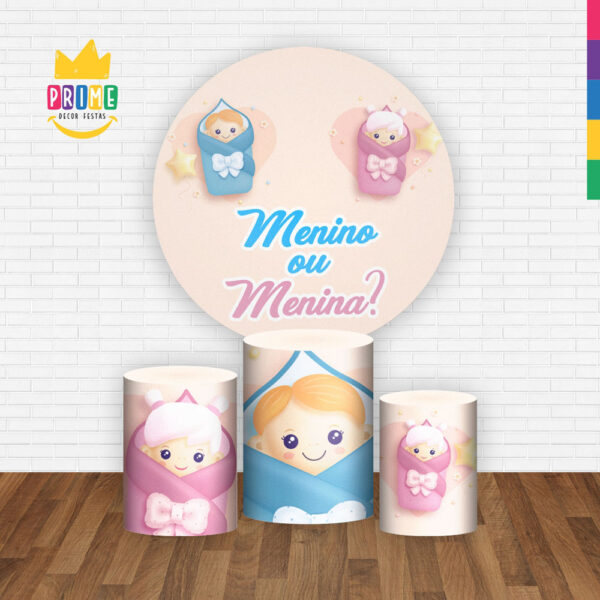 Trio Capa Cilindro + Painel Redondo 3D Chá Revelação 1,50m Veste Fácil - Image 2