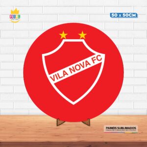 Painel Redondo 3D Vila Nova FC Tecido 50cm X 50cm Com Suporte MDF