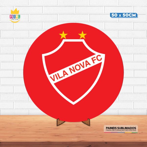Painel Redondo 3D Vila Nova FC Tecido 50cm X 50cm Com Suporte MDF