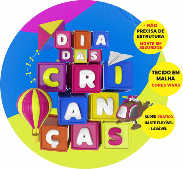Painel Redondo 3D Dia das Crianças Abre Fácil Tecido