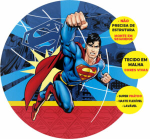 Painel Redondo 3D Super Homem Abre Fácil Tecido