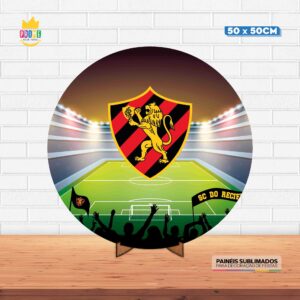 Painel Redondo 3D Sporty Recife  Tecido 50cm X 50cm Com Suporte MDF