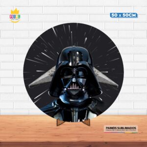 Painel Redondo 3D Star Wars Tecido 50cm X 50cm Com Suporte MDF