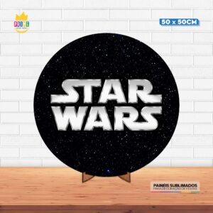 Painel Redondo 3D Star Wars Tecido 50cm X 50cm Com Suporte MDF