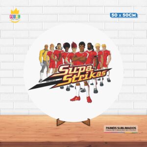Painel Redondo 3D Supa Strikas Tecido 50cm X 50cm Com Suporte MDF