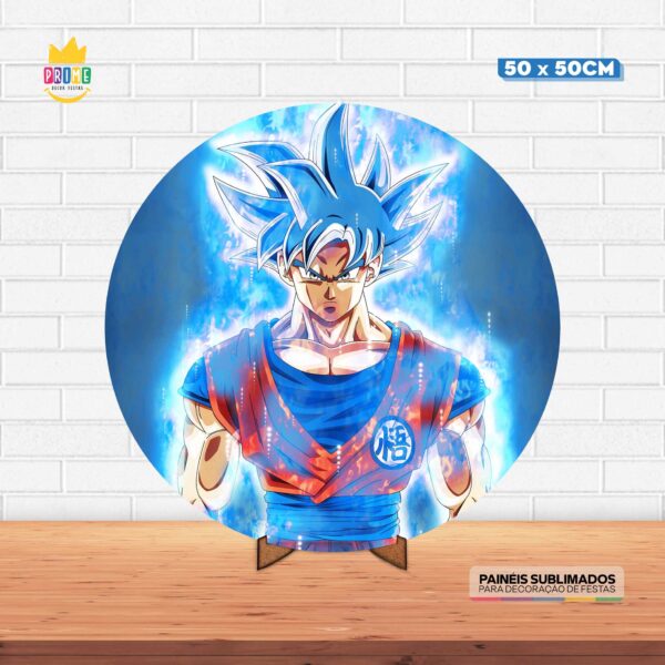 Painel Redondo 3D Dragão Ball Tecido 50cm X 50cm Com Suporte MDF