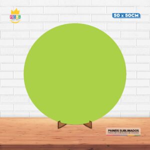 Painel Redondo 3D Verde Limão Liso Tecido 50cm X 50cm Com Suporte MDF