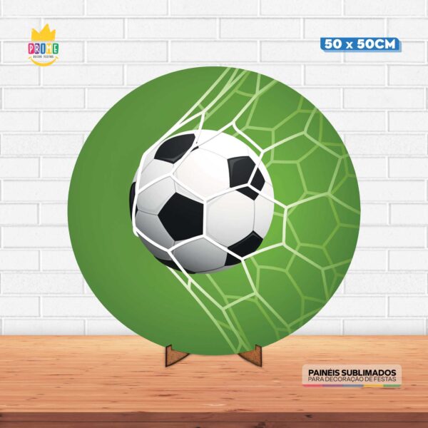 Painel Redondo 3D Futebol  Tecido 50cm X 50cm Com Suporte MDF