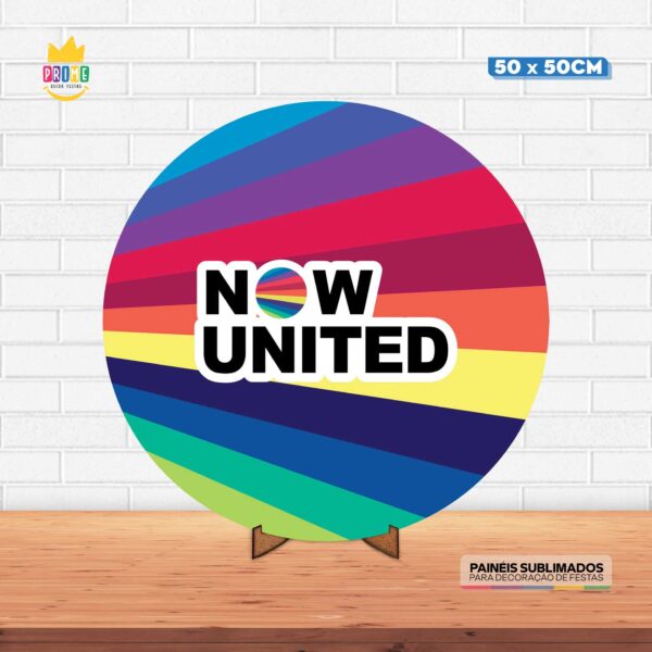 Painel Redondo 3D Now United Tecido 50cm X 50cm Com Suporte MDF