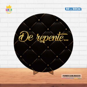 Painel Redondo 3D De Repente Tecido 50cm X 50cm Com Suporte MDF