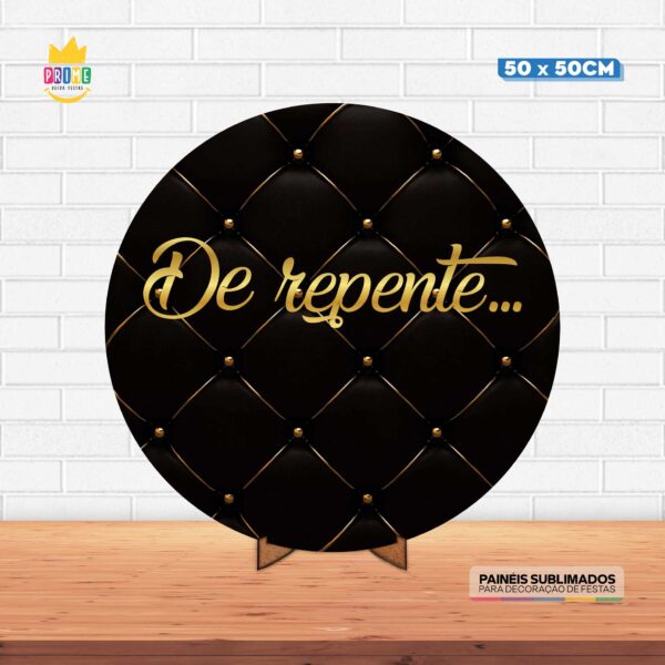 Painel Redondo 3D De Repente Tecido 50cm X 50cm Com Suporte MDF