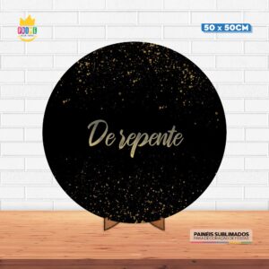 Painel Redondo 3D De Repente Tecido 50cm X 50cm Com Suporte MDF
