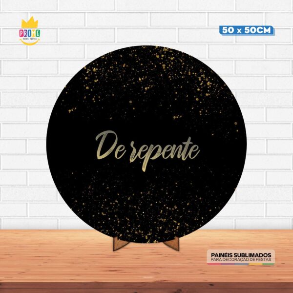 Painel Redondo 3D De Repente Tecido 50cm X 50cm Com Suporte MDF