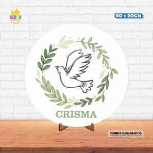 Painel Redondo 3D Crisma Tecido 50cm X 50cm Com Suporte MDF