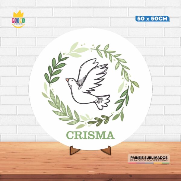 Painel Redondo 3D Crisma Tecido 50cm X 50cm Com Suporte MDF
