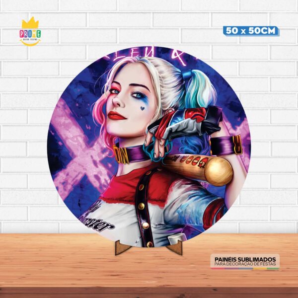 Painel Redondo 3D La Casa de Papel Tecido 50cm X 50cm Com Suporte MDF