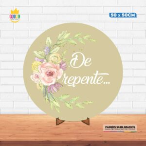 Painel Redondo 3D De Repente Tecido 50cm X 50cm Com Suporte MDF