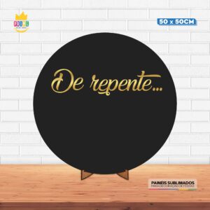 Painel Redondo 3D De Repente Tecido 50cm X 50cm Com Suporte MDF