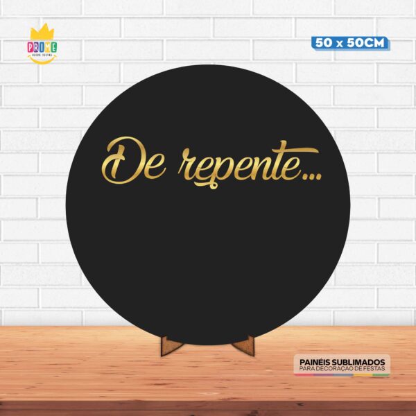 Painel Redondo 3D De Repente Tecido 50cm X 50cm Com Suporte MDF