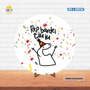 Painel Redondo 3D Bento Cake  Tecido 50cm X 50cm Com Suporte MDF