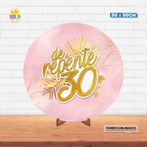 Painel Redondo 3D De Repente 30 Tecido 50cm X 50cm Com Suporte MDF