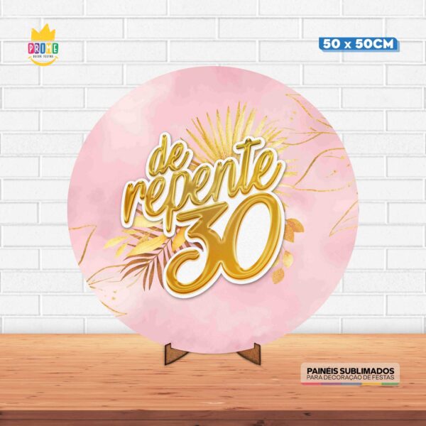 Painel Redondo 3D De Repente 30 Tecido 50cm X 50cm Com Suporte MDF