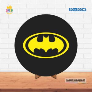 Painel Redondo 3D Batman Tecido 50cm X 50cm Com Suporte MDF
