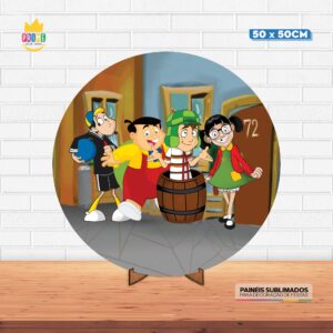 Painel Redondo 3D Chaves Tecido 50cm X 50cm Com Suporte MDF